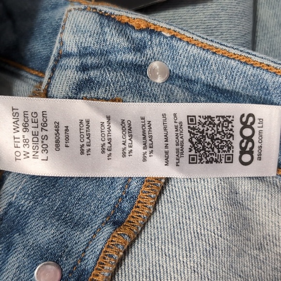 ASOS Button fly Distressed Faded Slim Straight Jeans Size 38 x 30 NEW - Picture 12 of 15